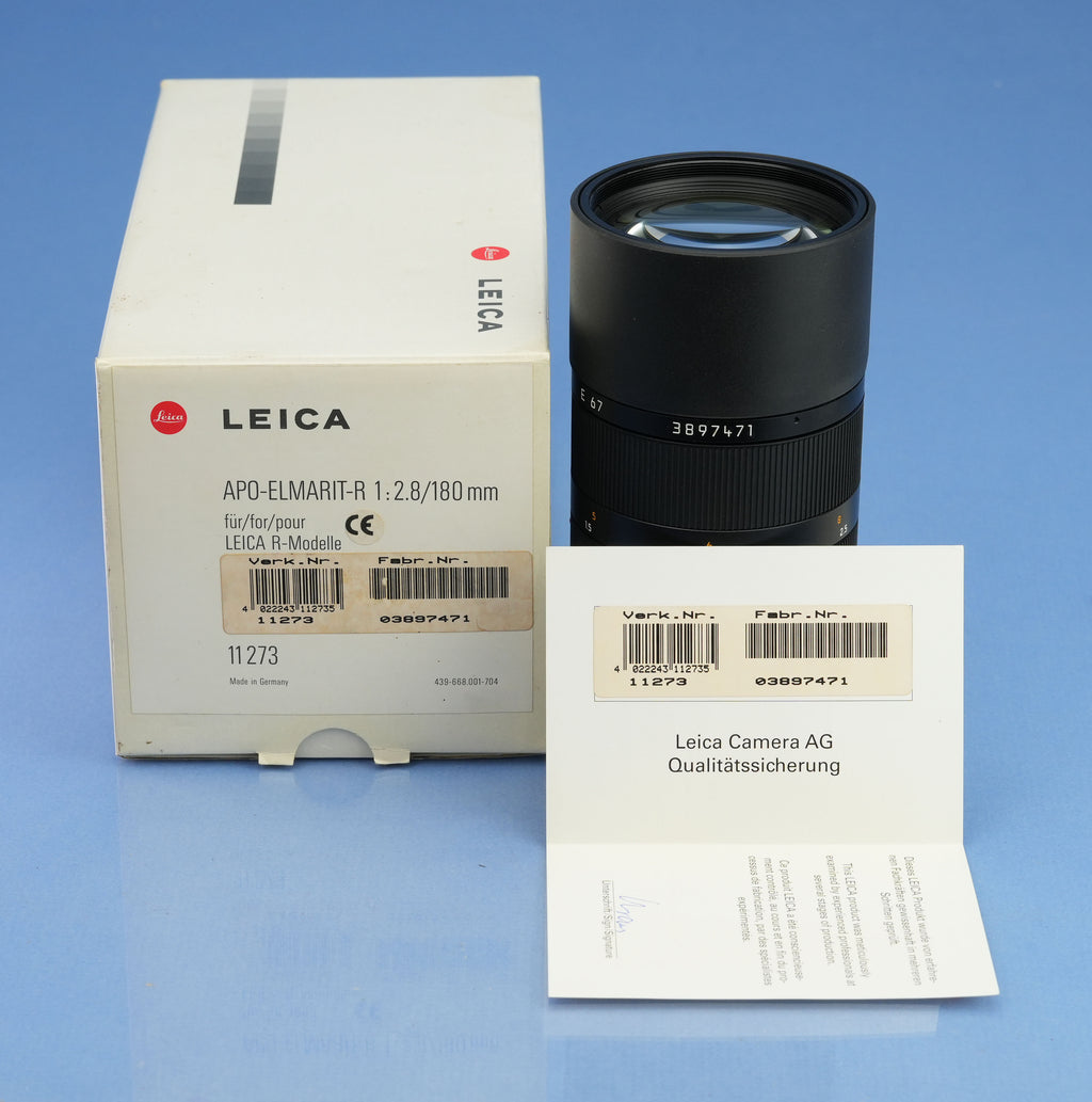 LEICA LEITZ 11273 APO-ELMARIT-R 180MM F2.8 R ROM LENS +BOX +CAPS +E67 UVa MINT!