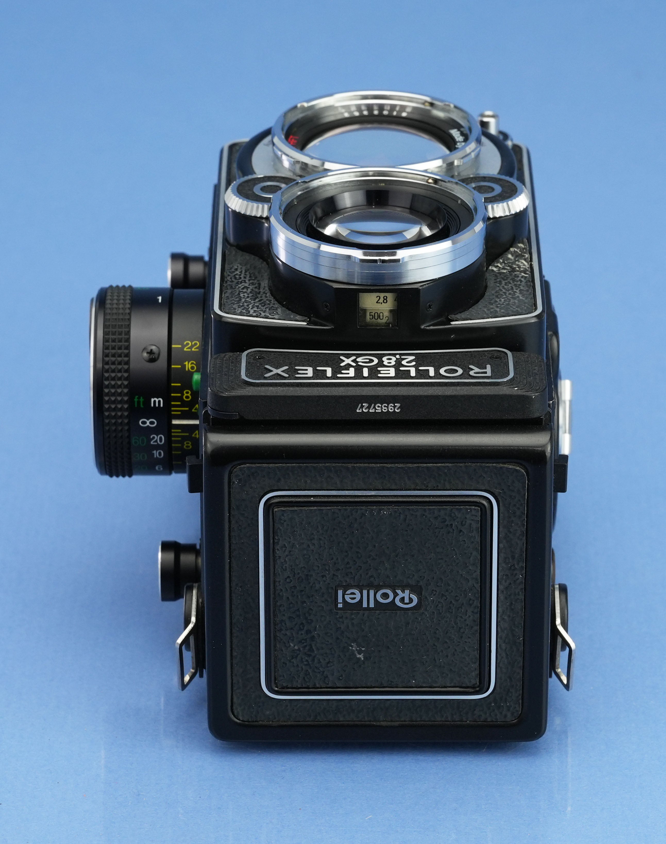 ROLLEI ROLLEIFLEX 2.8GX CAMERA +HFT 80MM F2.8 PLANAR +BOX +STRAP. NICE!