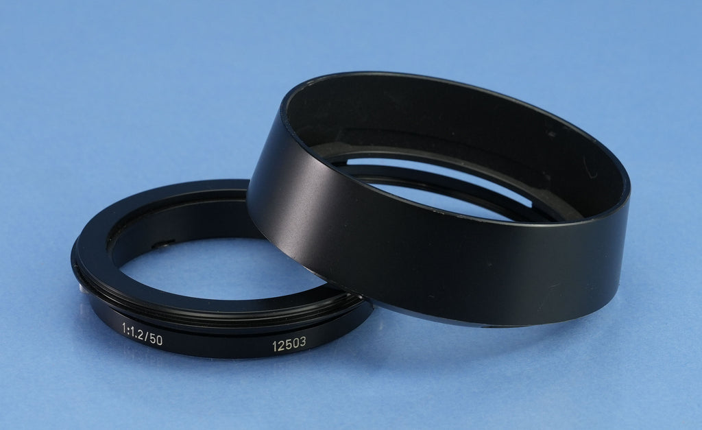 LEICA NOCTILUX 50MM F1.2 11820 OBJEKTIV + UMSPIEGEL, SELTENE ERSTE BANKE, FRÜHE AUSFÜHRUNG MIT DICKEM RAND