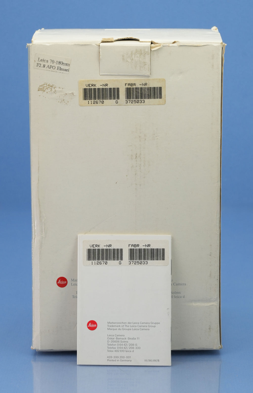 LEICA LEITZ 11267 70-180MM F2.8 VARIO-APO-ELMARIT-R OBJEKTIV +BOX +PAPIERE SEHR GUT!
