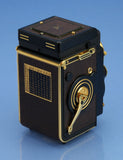 ROLLEI ROLLEIFLEX AURUM 24K GOLD 2.8F 80MM XENOTAR +CAPS +BOX +CASE +PAPERS NOS