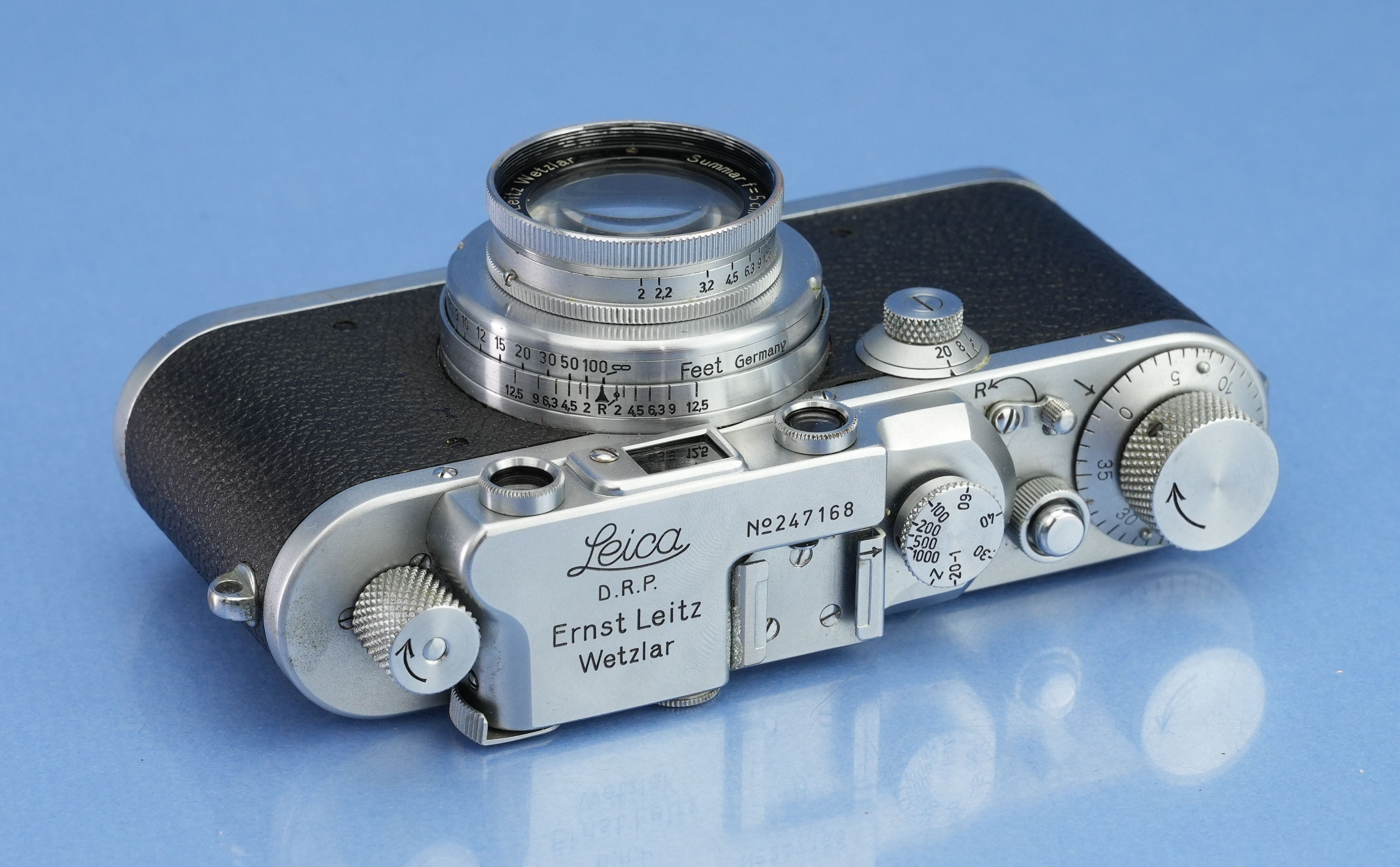 LEICA IIIA (MODEL G) SM CHROME CAMERA +50MM SUMMAR F2 LENS +CAP