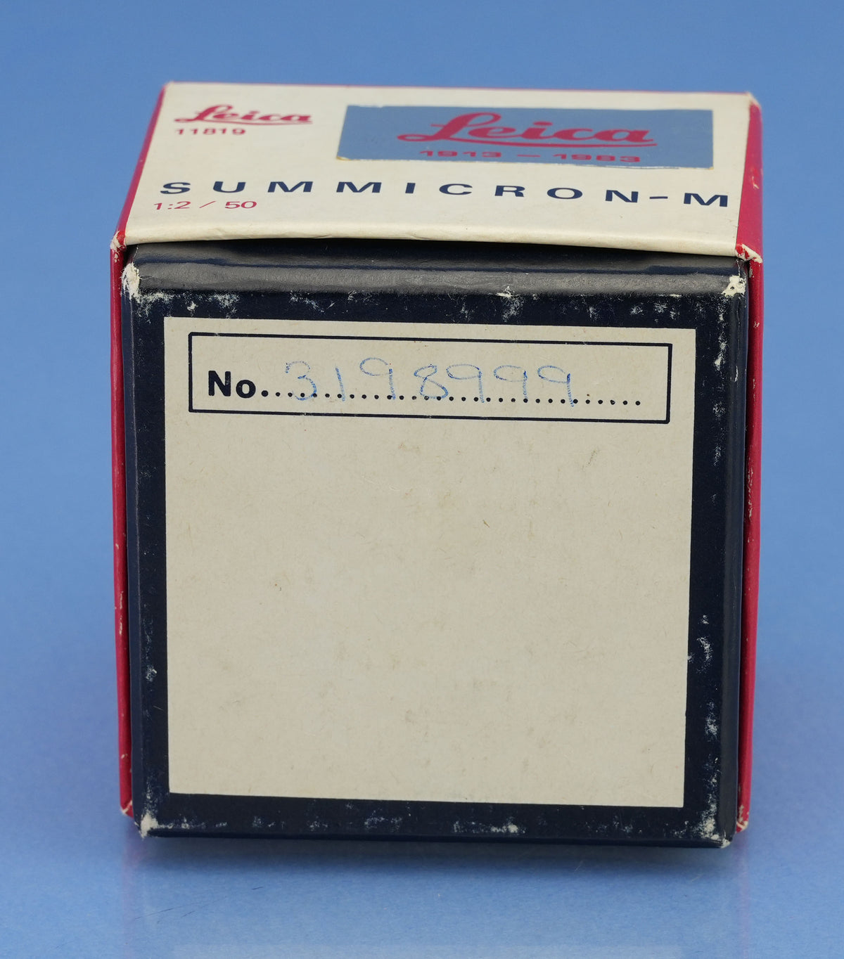 LEICA 50MM SUMMICRON-M F2 70 JAHRE 1913-1983 11819 LENS +BOX +SHADE RARE