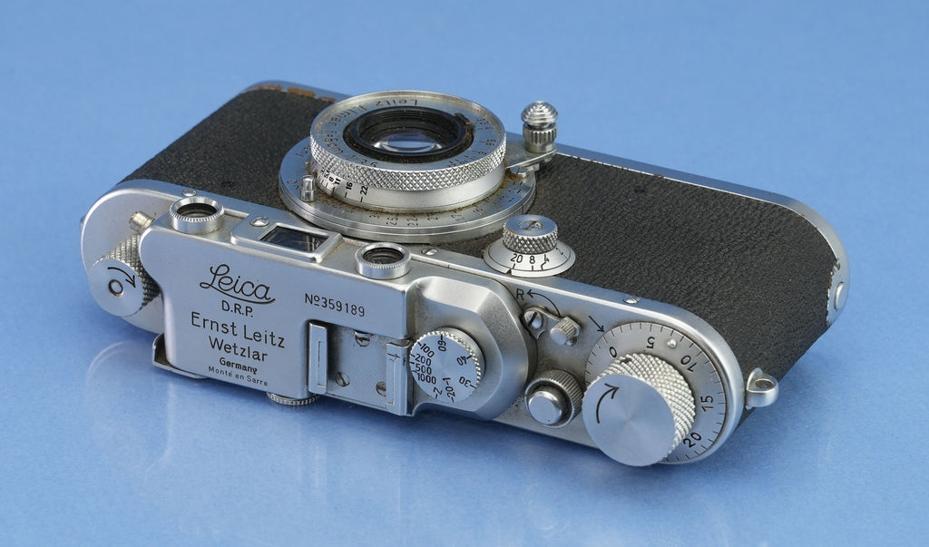 LEICA IIIA (MODEL G) MONTE EN SARRE SM CHROME CAMERA +50MM ELMAR F3.5 LENS RARE!