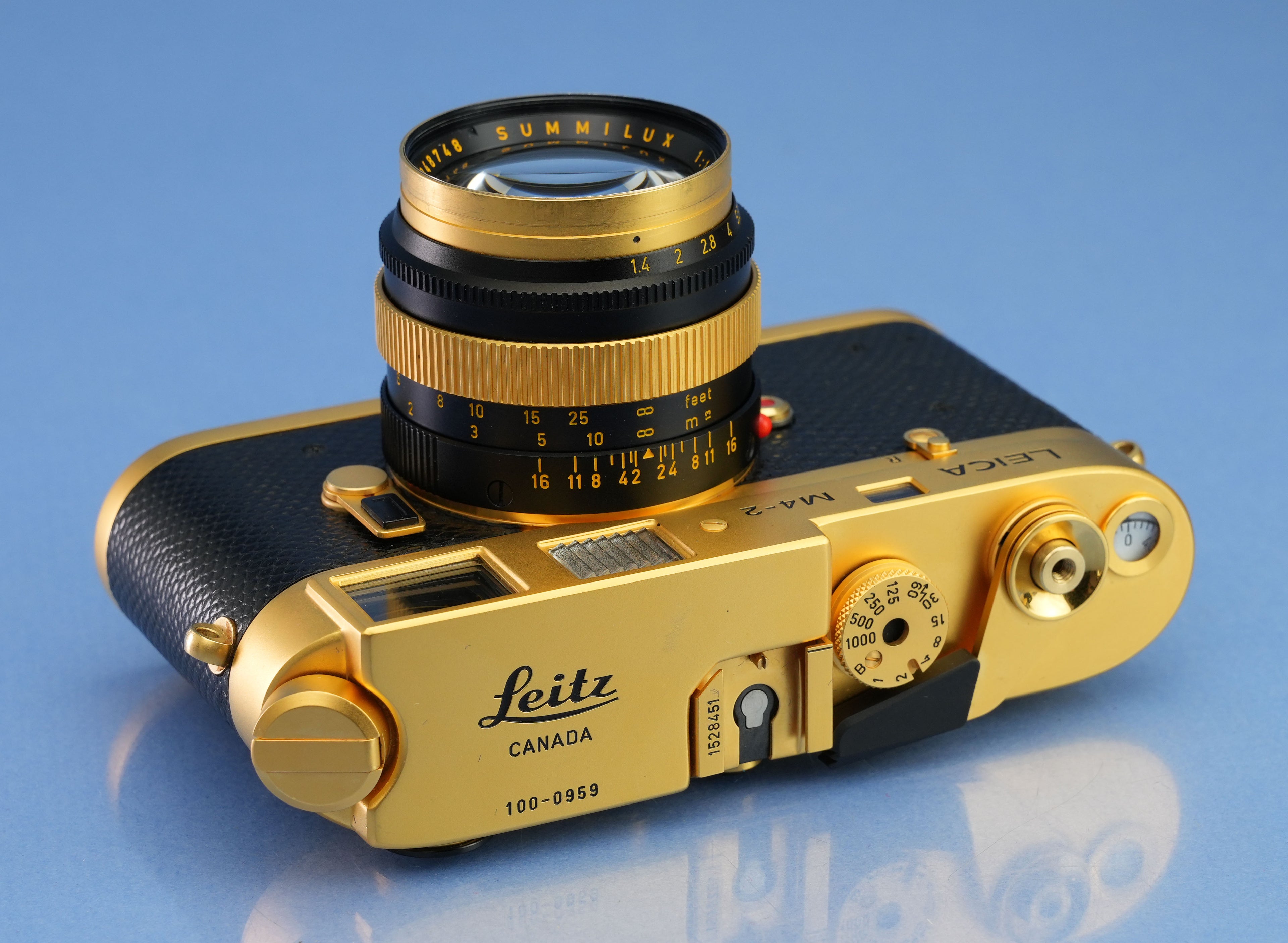 LEICA M4-2 GOLD JAHRE M 10420 CAMERA OUTFIT +50MM 1.4 SUMMILUX LENS +BOX +PAPERS