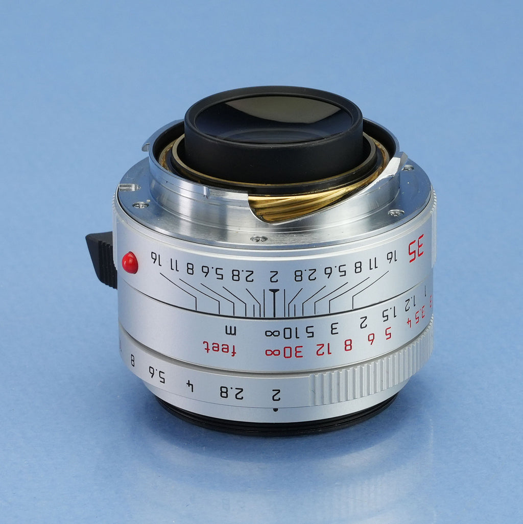 LEICA LEITZ 35MM SUMMICRON-M F2 ASPH VERSION II 11674 SILVER CHROME M LENS +BOX