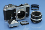 NIKON F APOLLO LATE # CHROME SLR CAMERA BODY +PENTA PRISM +50MM F2 NIKKOR-S LENS