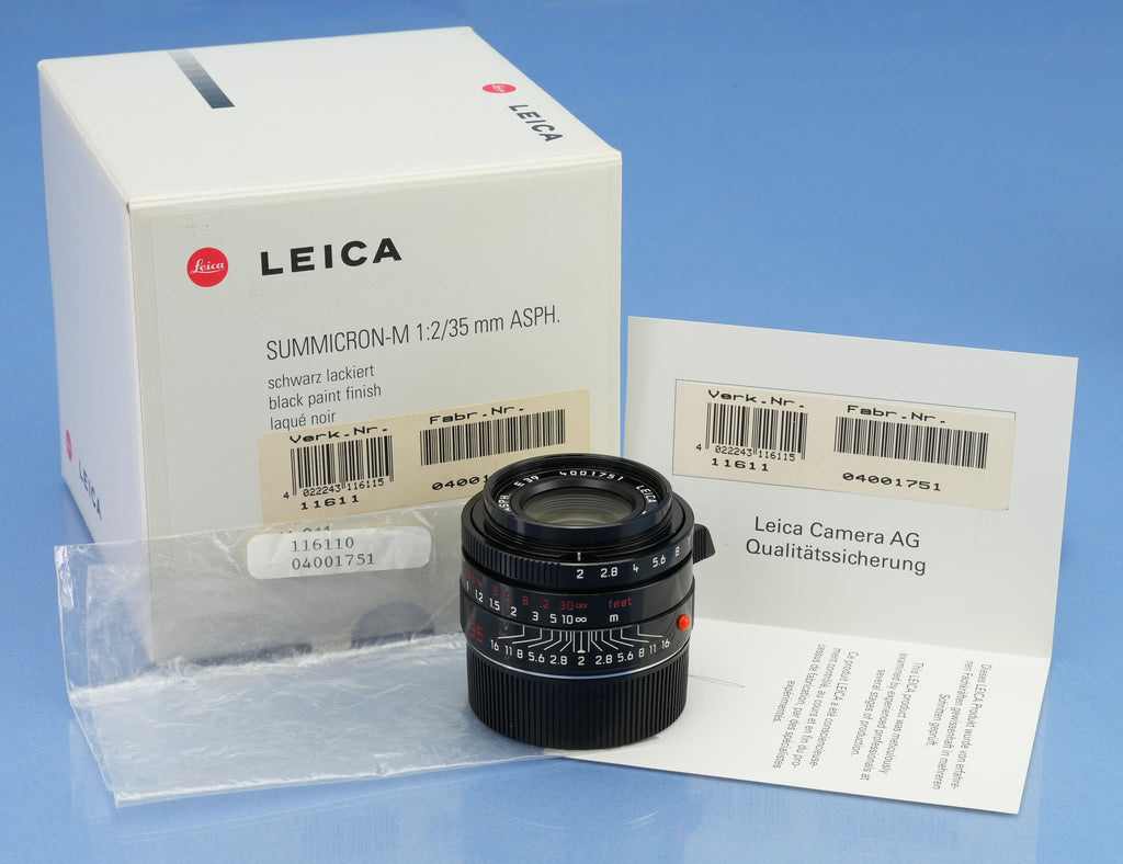 LEICA 35MMM SUMMICRON-M F2 ASPH 11611 SCHWARZ LACKIERTES MILLENNIUM-OBJEKTIVSET, NEUWERTIG + BOX!
