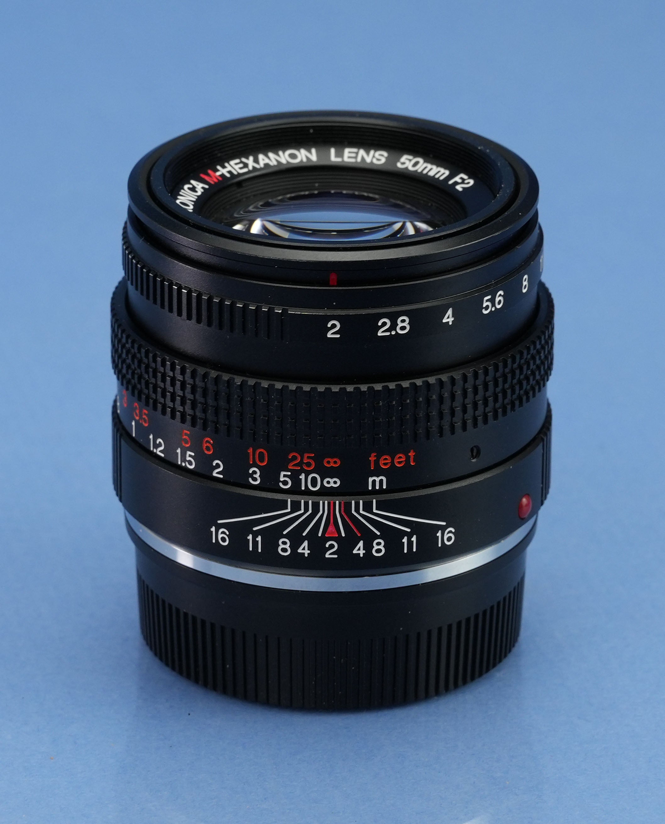 KONICA HEXAR RF BLACK ENTFERNER-KAMERA-SET + 50MM F2 OBJEKTIV + BOX + BLITZ + BOX!