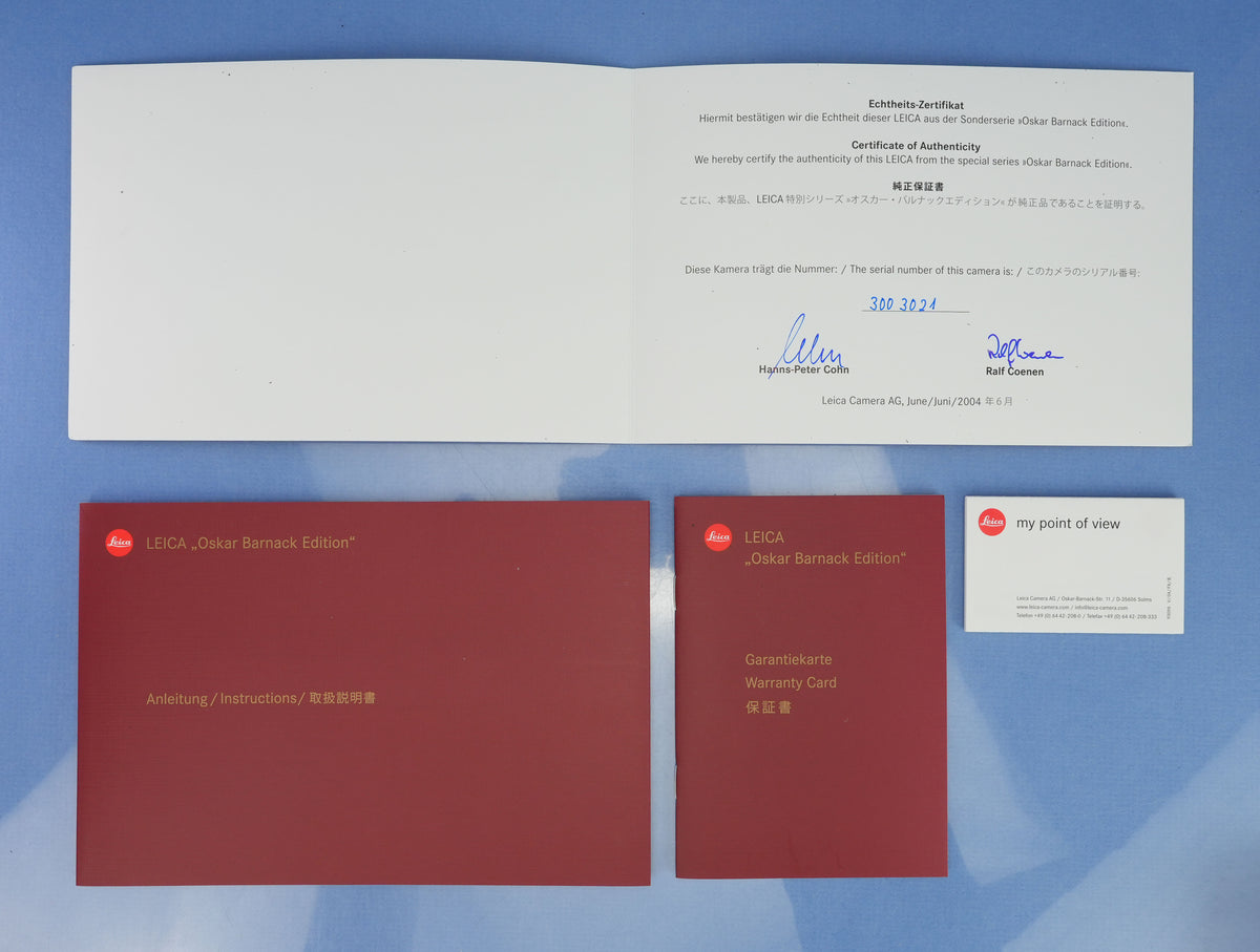 LEICA O 0 SERIES 10555 OSKAR BARNACK 125TH COMMEMORATIVE EDITION CAMERA SET