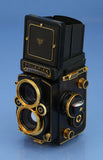 ROLLEI ROLLEIFLEX AURUM 24K GOLD 2.8F 80MM XENOTAR +CAPS +BOX +CASE MINT