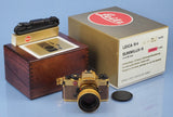 LEICA LEITZ R4 24KT GOLD CAMERA OUTFIT +50MM SUMMILUX-R F1.4 LENS +BOXES +CAPS