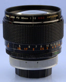 CANON 85MM F1.2 SSC ASPHERICAL S.S.C FD BREECH LOCK LENS PERFECT GLASS. NICE!