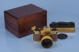 LEICA LEITZ R4 24KT GOLD CAMERA OUTFIT +50MM SUMMILUX-R F1.4 LENS +BOXES +CAPS